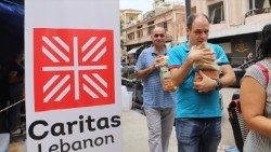 File photo of Caritas Lebanon handing out aid after the Beirut blast in 2020