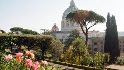 A view of St. Peter's Basilica from the Vatican Gardens