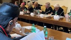 Los presidentes de las reuniones internacionales de las Conferencias Episcopales junto a los coordinadores de los grupos de trabajo continentales con la Secretaría General del Sínodo, noviembre de 2022