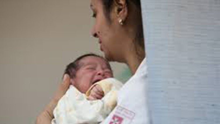 A new born baby at the Holy Family Hospital