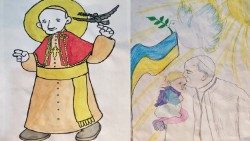 Dos de los cien dibujos de los niños de Kharkiv