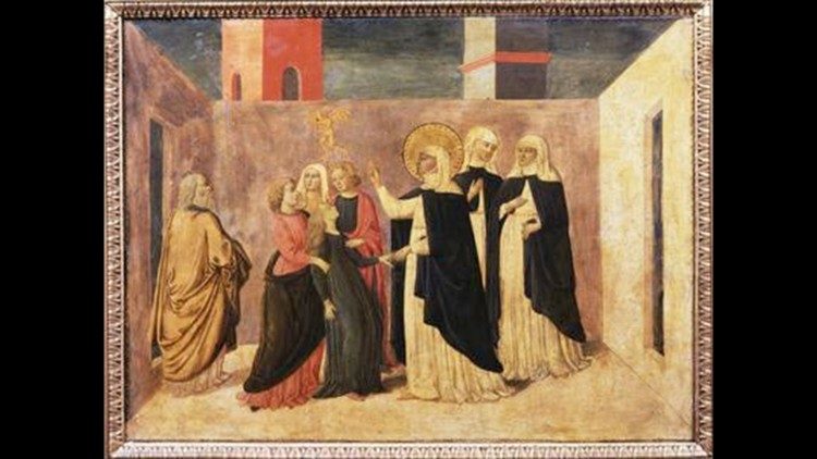 Santa Catalina de Siena libera a la joven Lorenza del demonio – Escuela Florentina 1440-1450 ©Museos Vaticanos