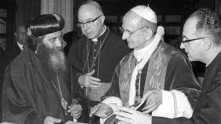 Un momenrto della visita di Shenouda III in Vaticano nel 1973
