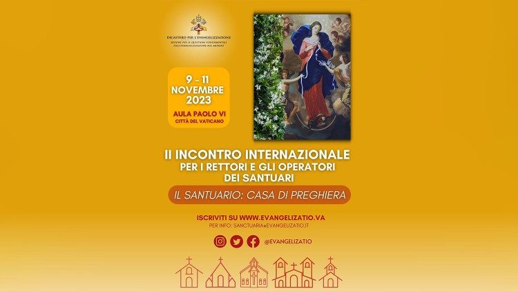 Afiche del II Encuentro Internacional de Rectores y Trabajadores de los Santuarios.