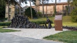  A photo of the bronze statue, "Let the Oppressed Go Free" by artist Timothy Schmalz