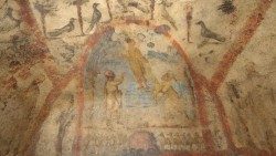 Affreschi nelle Catacombe Ad Decimum a Grottaferrata, Roma