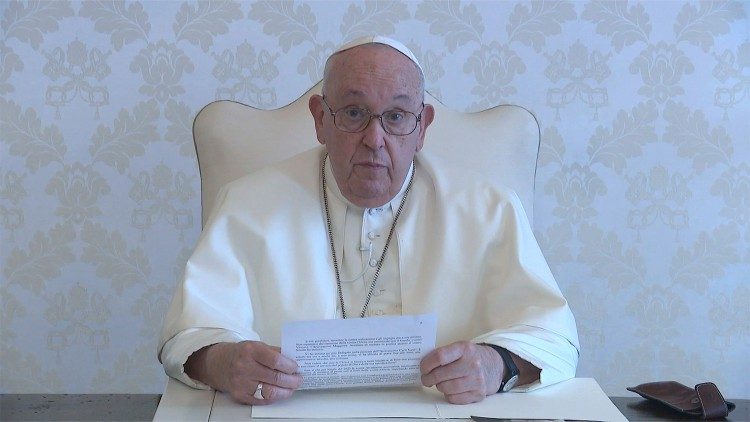 Pope Francis giving video message