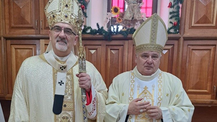 Kardinal Krajewski gemeinsam mit Patriarch Pizzaballa