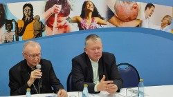 Cardinal Secretary of State Pietro Parolin and Archbihop Jaime Spengler at the General Assembly of the the Bishop's Conference of Brazil (CNBB) in Aparecida
