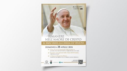 Reklamni izvesek za papežev obisk Benetk.