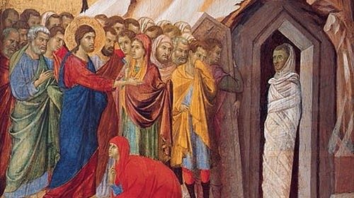 The Raising of Lazarus, by Duccio  di Buoninsegna – Kimbell Art Museum