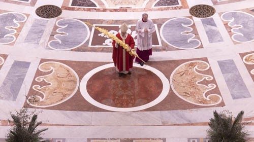 SS. Francesco - Basilica vaticana - Altare della Cattedra: Domenica delle Palme  05-04-2020