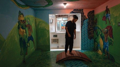 Brazilian artist Maxwell Alexandre shows one of his studios at the Rocinha favela in Rio de Janeiro, ...