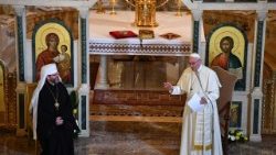 El Papa con Su Beatitud Sviatoslav Shevchuk, Arzobispo Mayor de Kiev-Halyč 