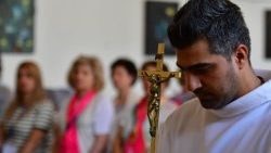 Des chrétiens de l'Église chaldéenne en pèlerinage à Lourdes, le 14 août dernier 