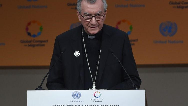 Cardinal Parolin addressese the International conference on Global Compact for Migration
