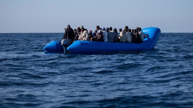 Migrants trying to cross the Mediterranean Sea.