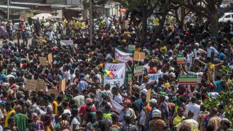 Une marche pacifique de l'opposition béninoise, interdite de représentation aux législatives, le 11 mars 2019 à Cotonou la capitale. 