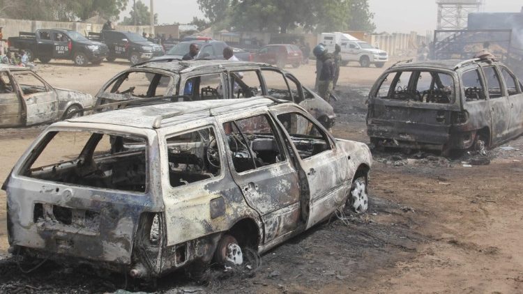 Místo džihádistických atentátů v nigerijském Auno, 9. února 2020