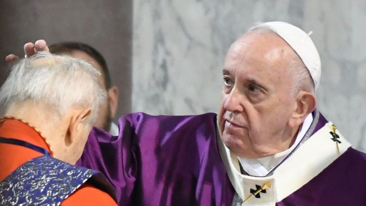 when Pope Francis anointed Cardinal Baldisseri and others on Ash Wednesday