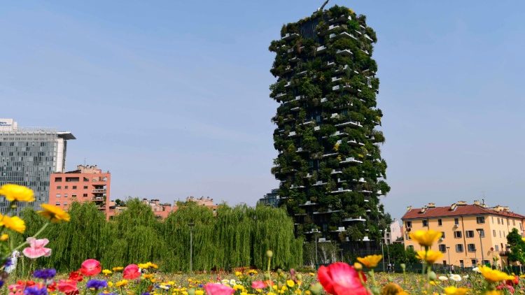 A view from Milan's botanical park "Library of Trees"