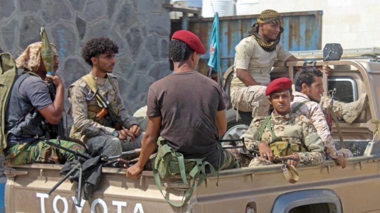 Forces de sécurité yéménites à Aden, le 3 janvier 2021