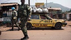 Soldier patrol the streets in Central African Republic to maintain order 