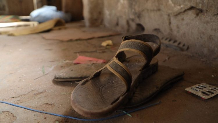 Shoes belonging to students at the site of a recent kidnapping in Nigeria
