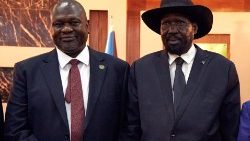 Riek Machar et Salva Kiir à Juba le 22 février 2020.