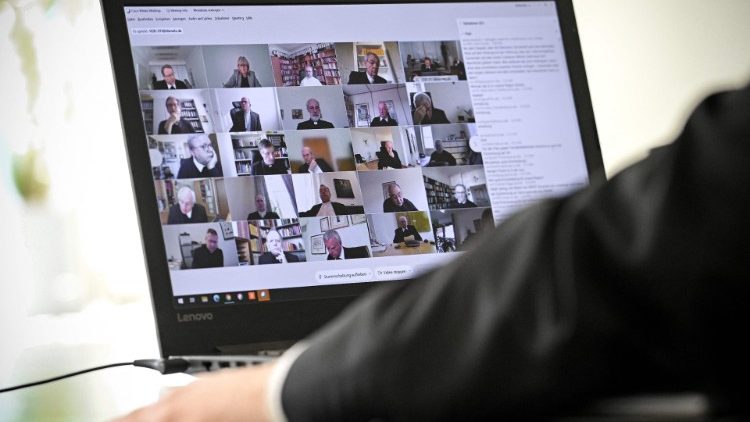 German Bishops gather online for a video conference in February 2021