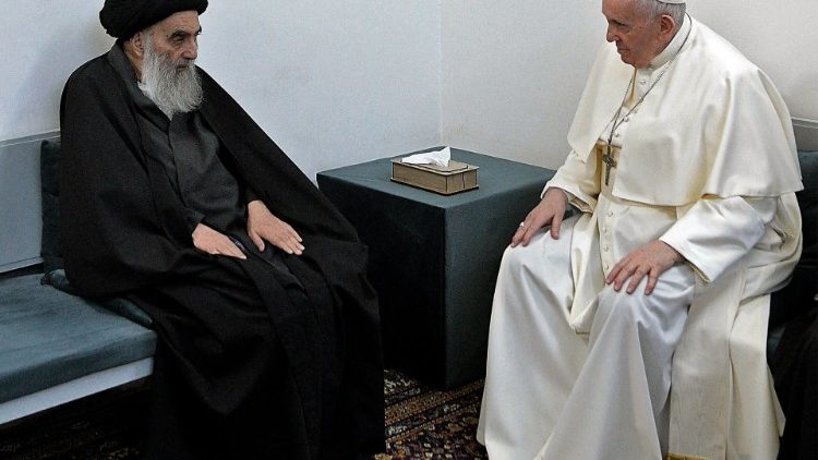 Встреча Папы Франциска и Великого аятоллы Али Систани в Наджафе (Ирак, 6 марта 2021 г. )