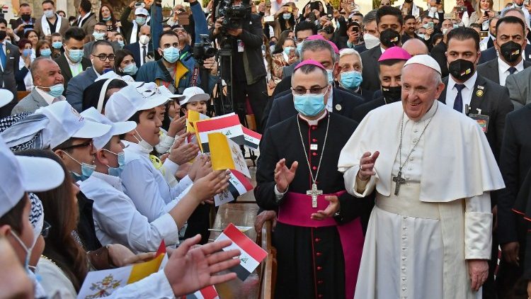 pope with bishops, priests and religious in Baghdad
