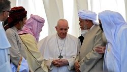 Папа з ісламскімі лідарамі Ірака. 06.03.2021. Здымак мае ілюстрацыйны характар