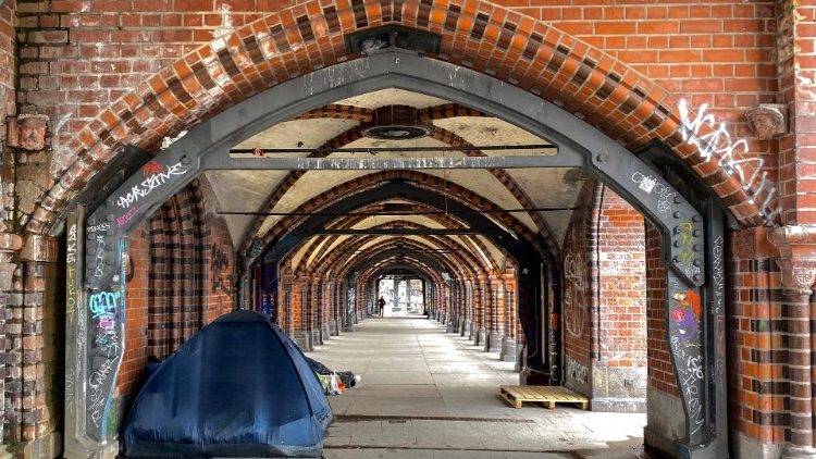 Tents of homeless people in Berlin, Germany, amid the ongoing Covid-19 pandemic