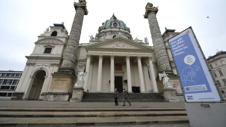 Église saint-Charles-Borromée (Karlskirche) de Vienne, la capitale autrichienne, le 2 avril 2021. 