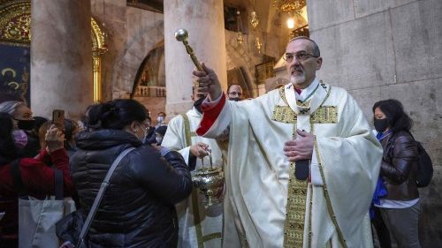 Il Patriarca di Gerusalemme dei Latini Pizzaballa con Papa Francesco