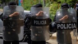 Riot police are seen in Managua, Nicaragua