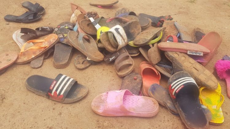 Footwear of abducted students of the Bethel Baptist School in Kaduna