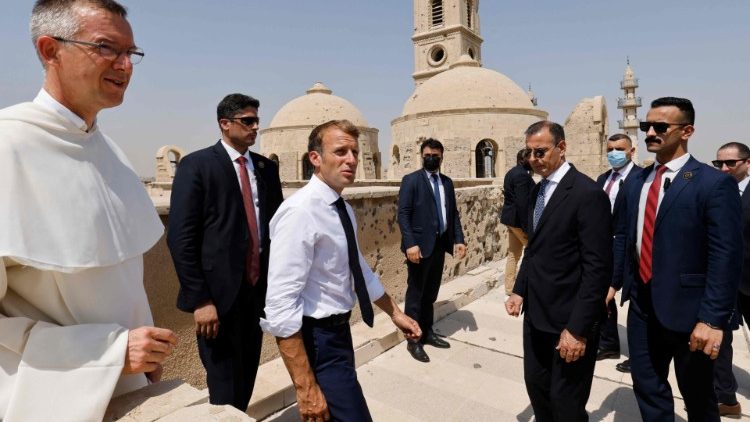Le dimanche 29 août, le président français Emmanuel Macron en visite à Mossoul, en Irak. 
