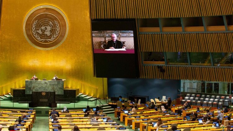 ĐHY Parolin phát biểu tại một phiên họp của Liên Hiệp Quốc ở New York