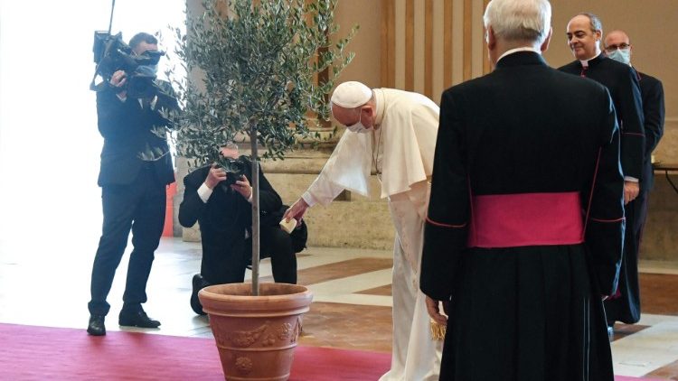 Pope Francis with a tree