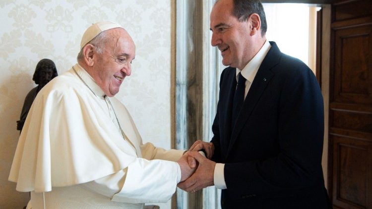 Pope Francis with French Prime Minister Jean Castex