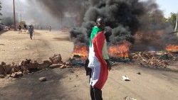 Protesto em Kartum contra o golpe militar