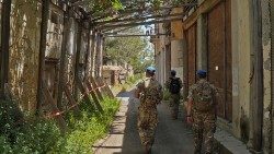 UN-Pufferzone in Nordzypern, die von UNO-Blauhelmen bewacht wird