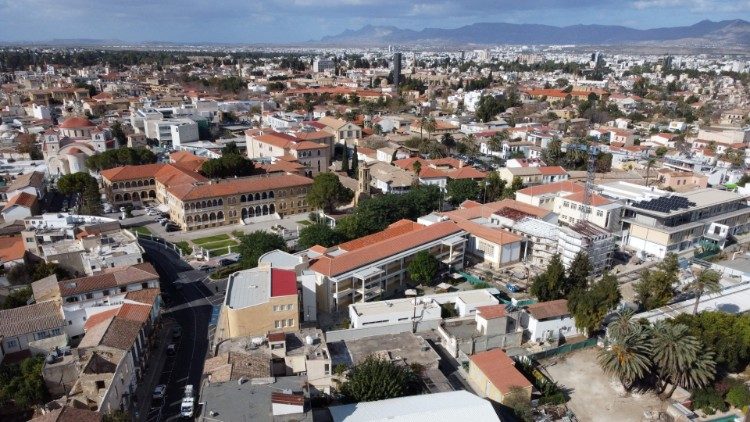 An aerial view  of the  divided capital of Nicosia, Cyprus. 