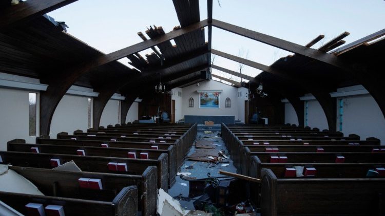L'église baptiste de Mayfield, Kentucky, ravagée par la tornade