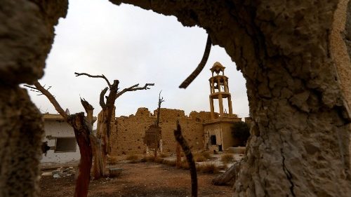Schäden am katholischen Kloster Mar Elian in Syrien, das aus dem 5. Jahrhundert stammt
