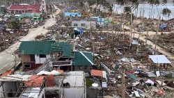 Destruction caused by Typhoon Rai in Burgos town, Siargao island. 