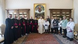 Pope Francis meeting a delegation from the Métis Nation in the Vatican