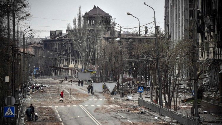 Destruction visible in the Ukrainian city of Mariupol